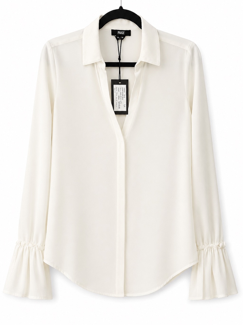 PAIGE Abriana White Satin Blouse NWT – Size Small – Retail $179